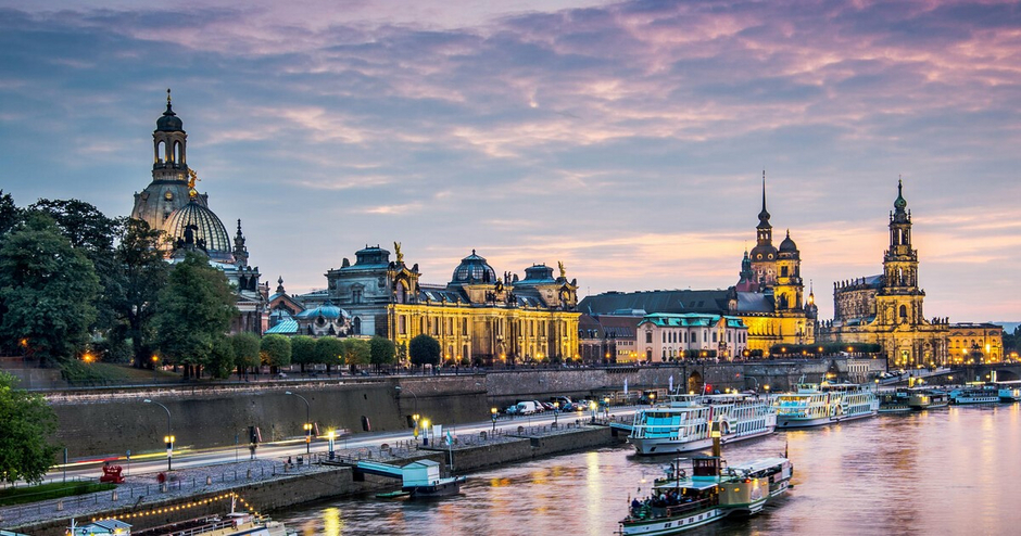 Photo of Dresden's old town at dusk